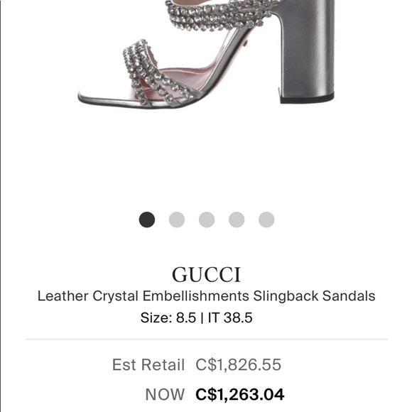 Gucci Bertie Crystal Metallic Leather Sandals - Size 38. - Picture 11 of 12